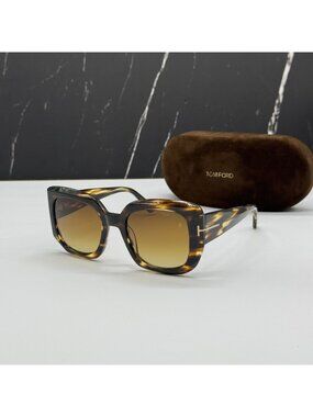 NEW TOM FORD CARLA-02 TF1220 55F HAVANA/BROWN WOMEN SQUARE SUNGLASSES FT1220